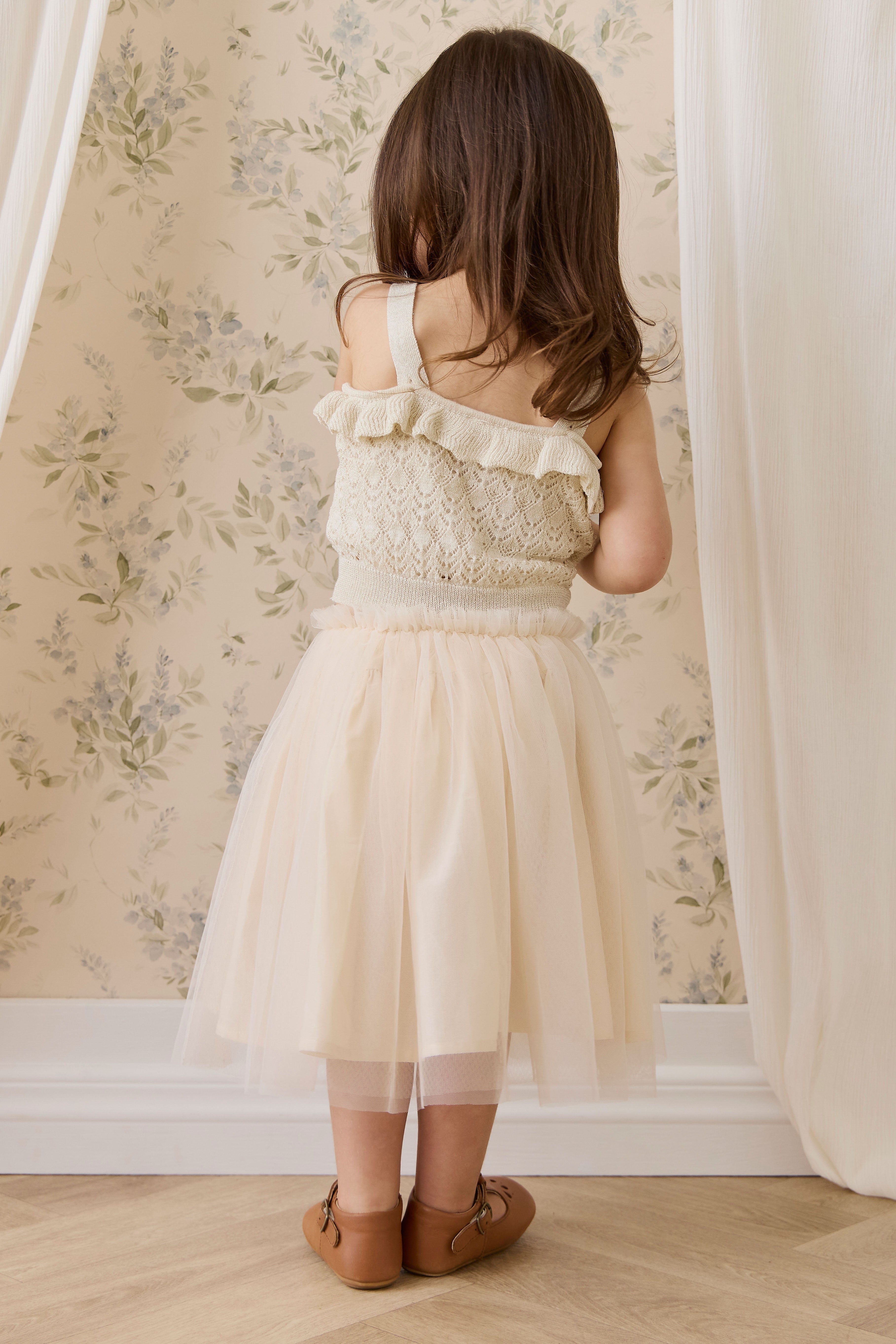 Jupe fluide doublée en tulle blanc uni et coton avec taille élastique, pour enfants de 6 mois à 10 ans