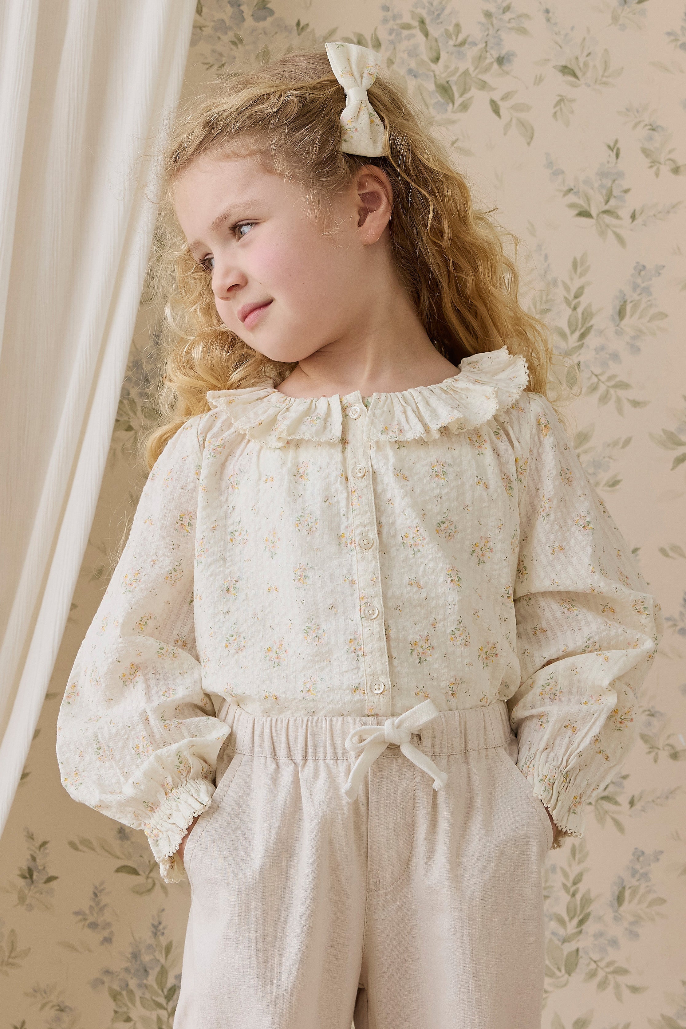 Pantalon droit décontracté en lin de coton naturel uni avec taille élastique pour enfants de 6 mois à 10 ans