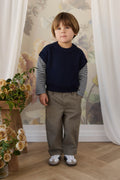 Gilet en Coton Tricoté Côtelé Bleu Marine Classique avec Manches Courtes et Coupe Courte pour Enfants de 6 Mois à 8 Ans