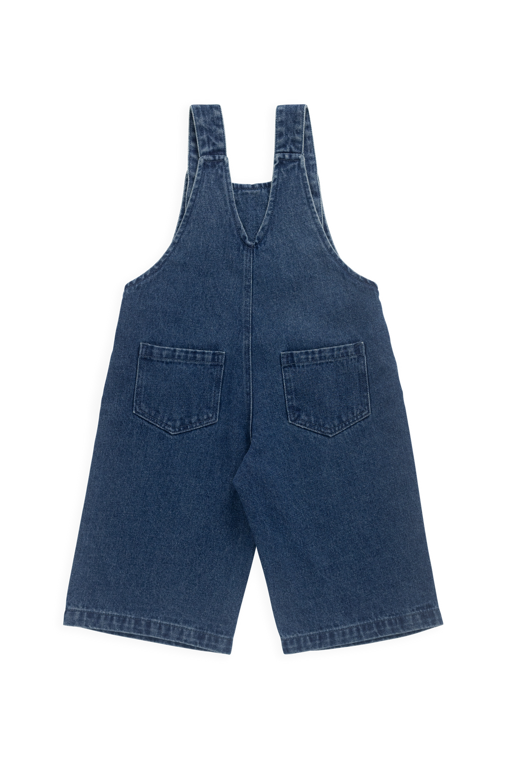 Salopette classique en jean de coton uni indigo à jambes larges avec bavette et bretelles pour enfants de 6 mois à 10 ans