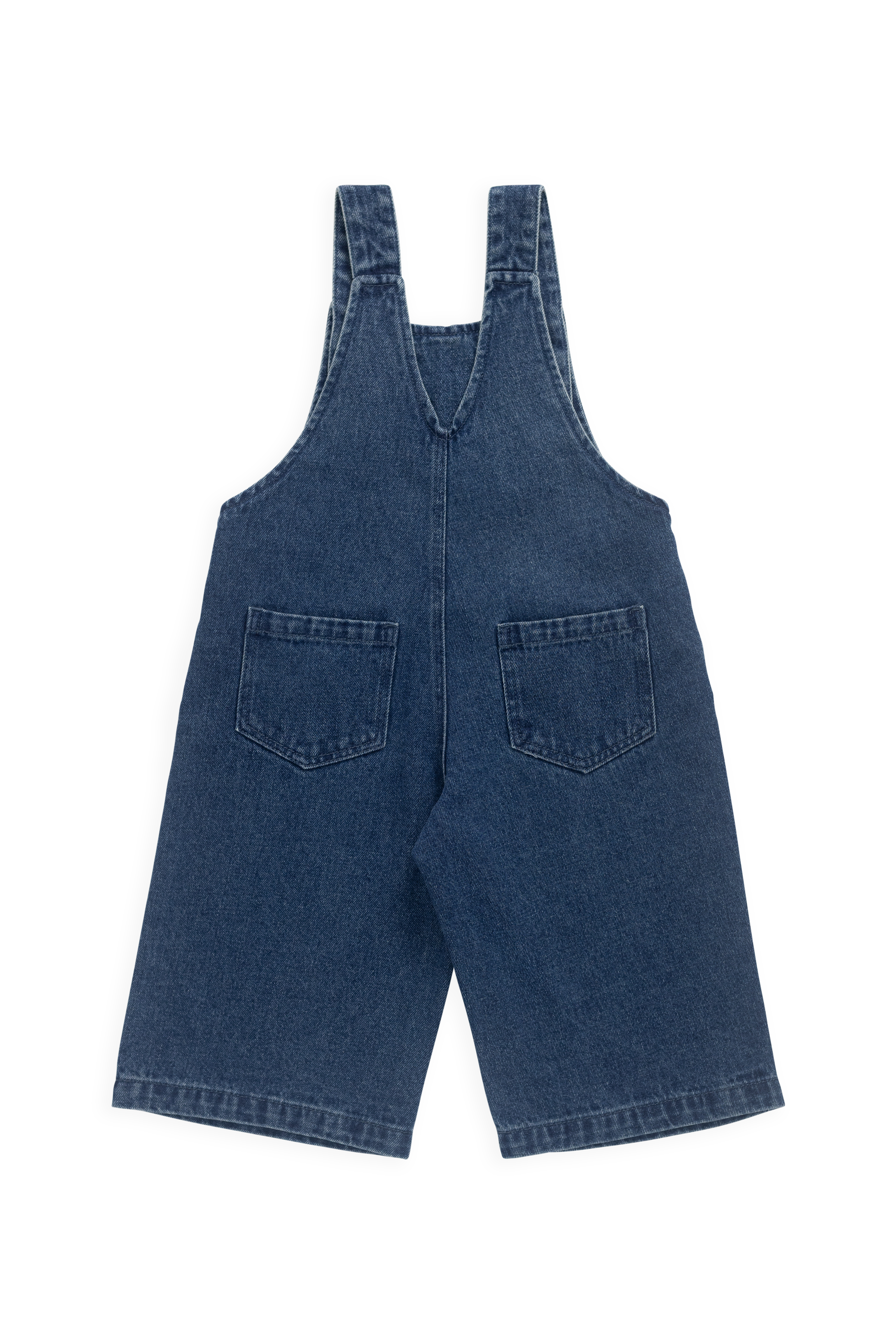 Salopette classique en jean de coton uni indigo à jambes larges avec bavette et bretelles pour enfants de 6 mois à 10 ans