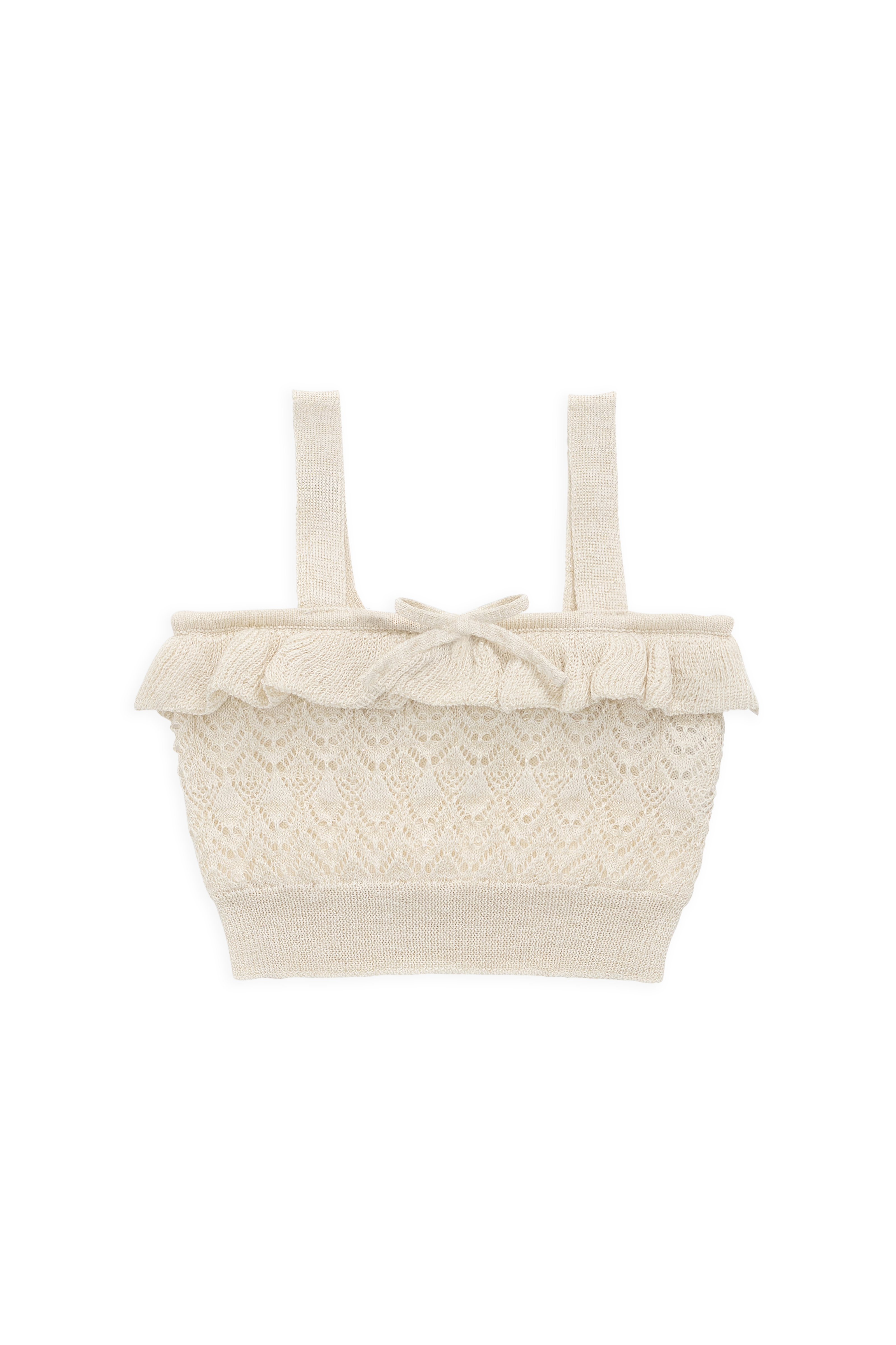 Haut en maille lurex de coton scintillant festif et neutre avec col à volants et subtiles paillettes pour enfants de 6 mois à 10 ans