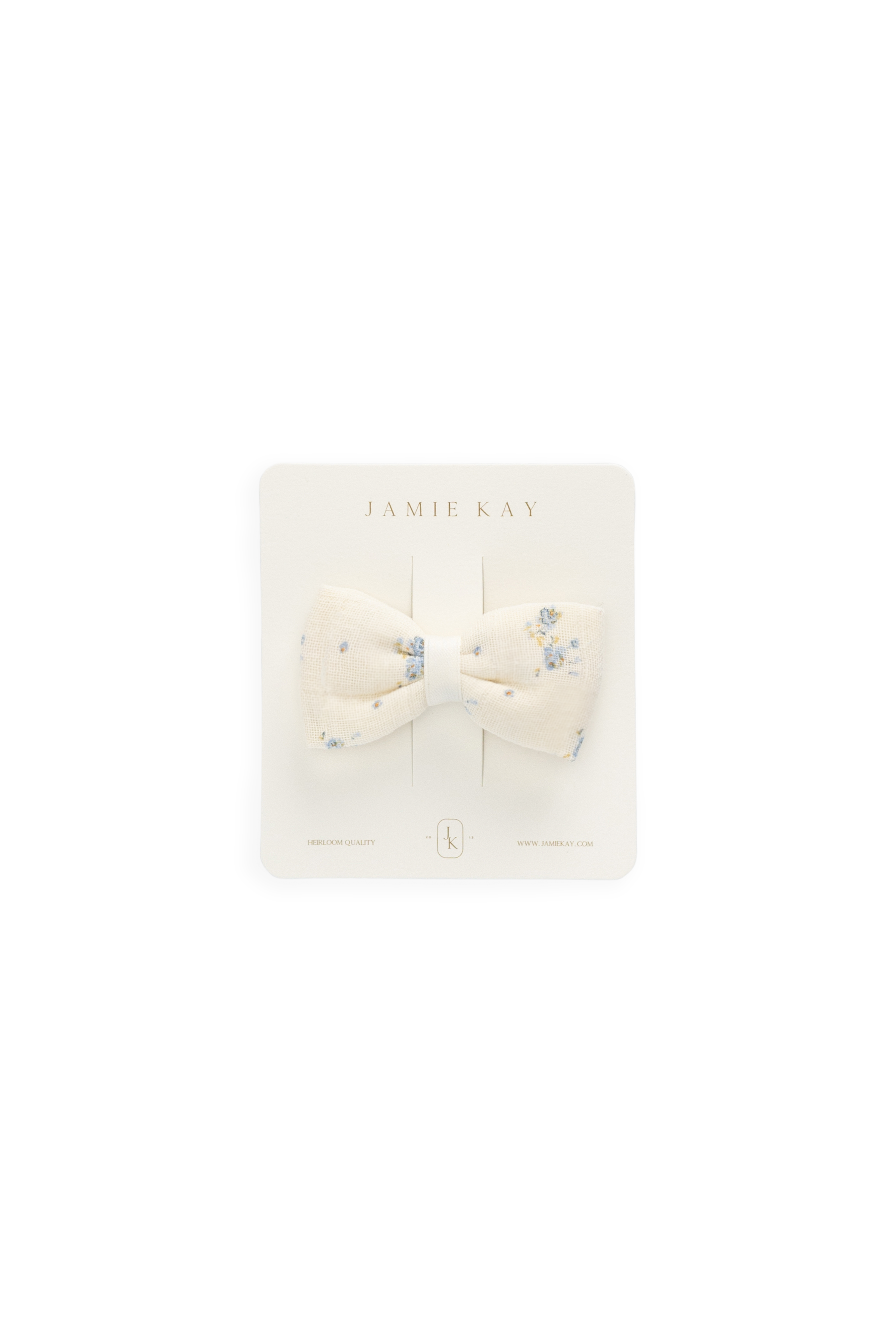Nœud pour cheveux en mousseline de coton bio Delicate Molly bleu fleuri pour bébés et tout-petits