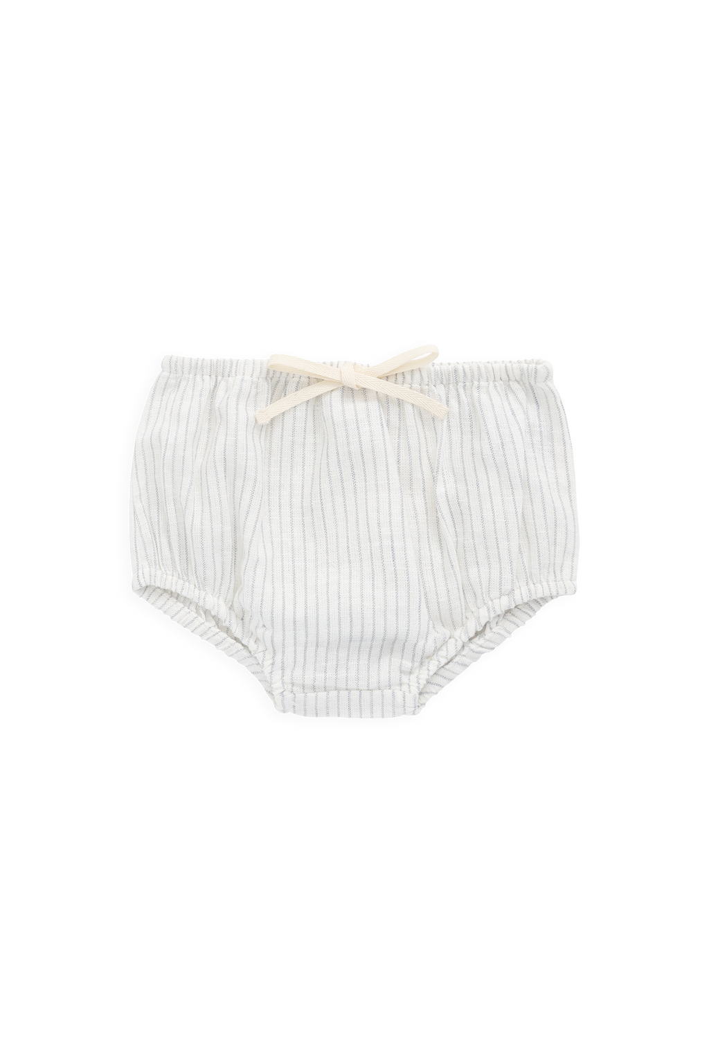 Bloomer en coton biologique classique parchemin et aube mini rayures avec taille élastique et nœud pour bébés de 0 à 3 ans