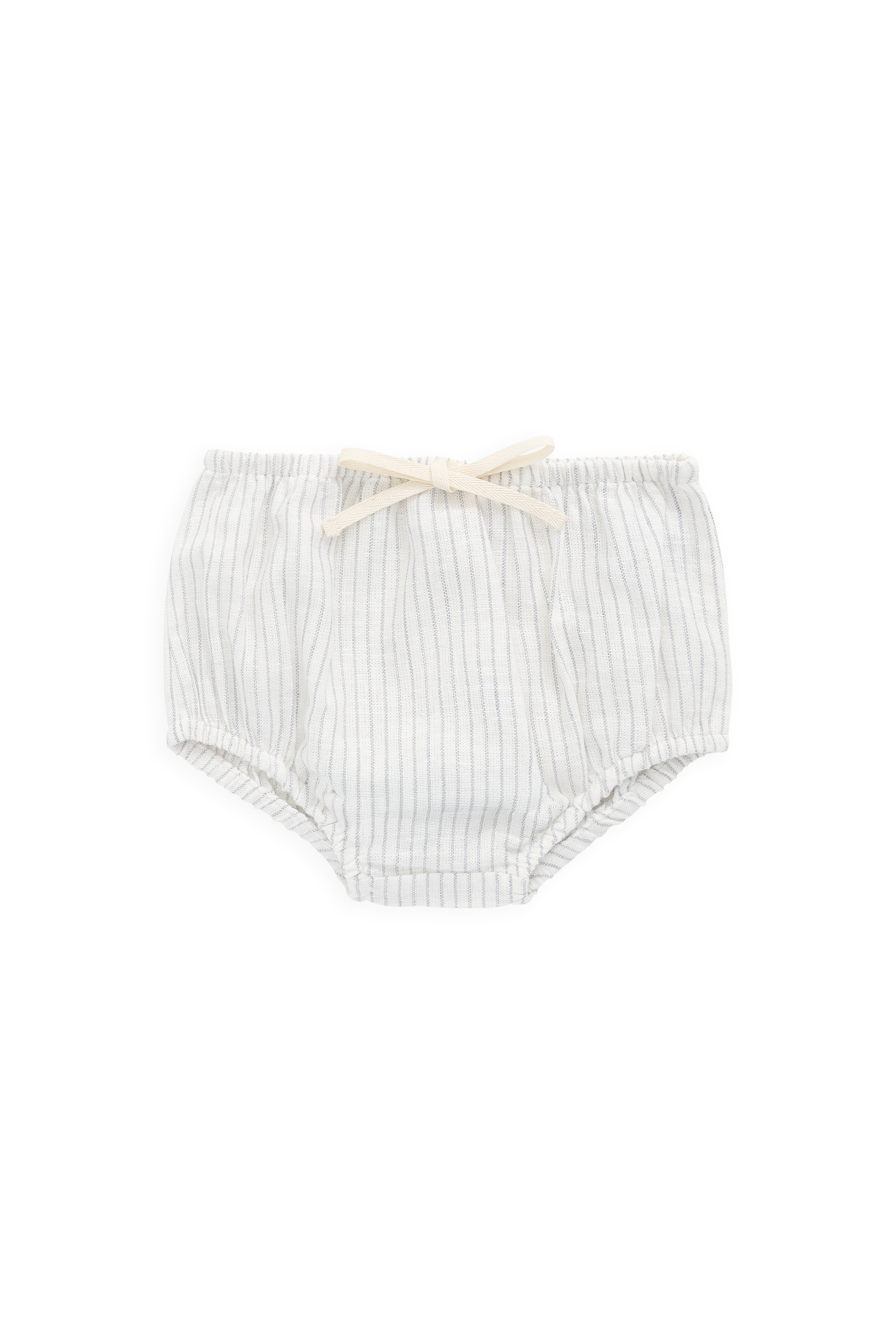 Bloomer en coton biologique classique parchemin et aube mini rayures avec taille élastique et nœud pour bébés de 0 à 3 ans