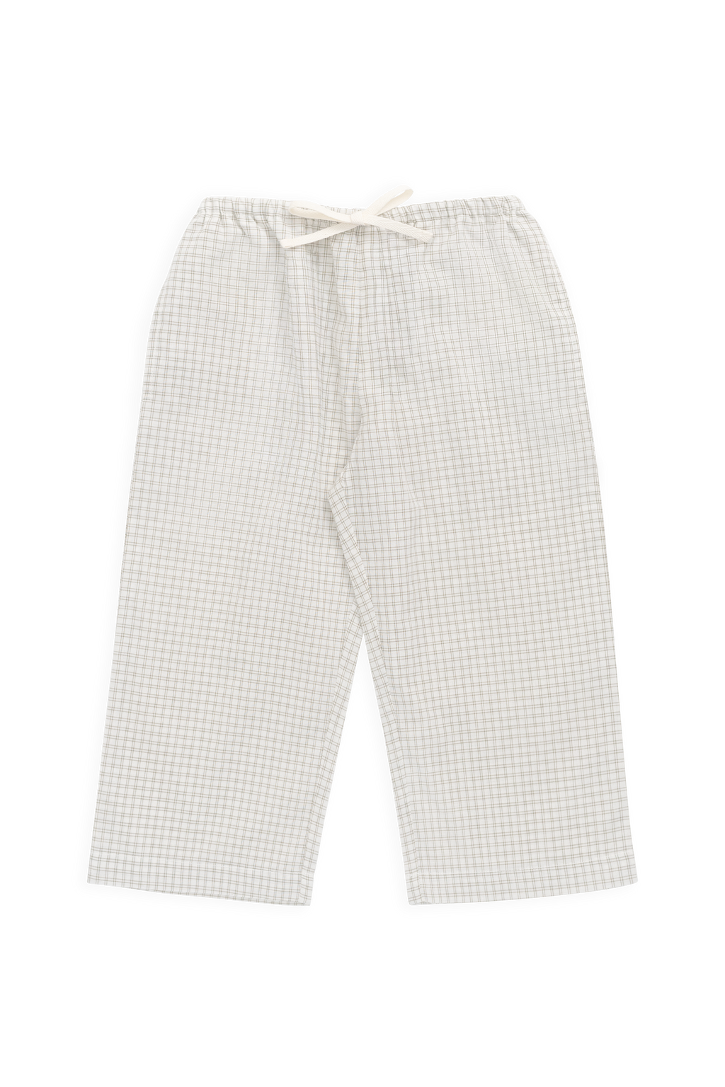 Pantalon à carreaux double fenêtre en pécane décontracté en coton biologique avec lien décoratif à la taille pour enfants de 6 mois à 8 ans