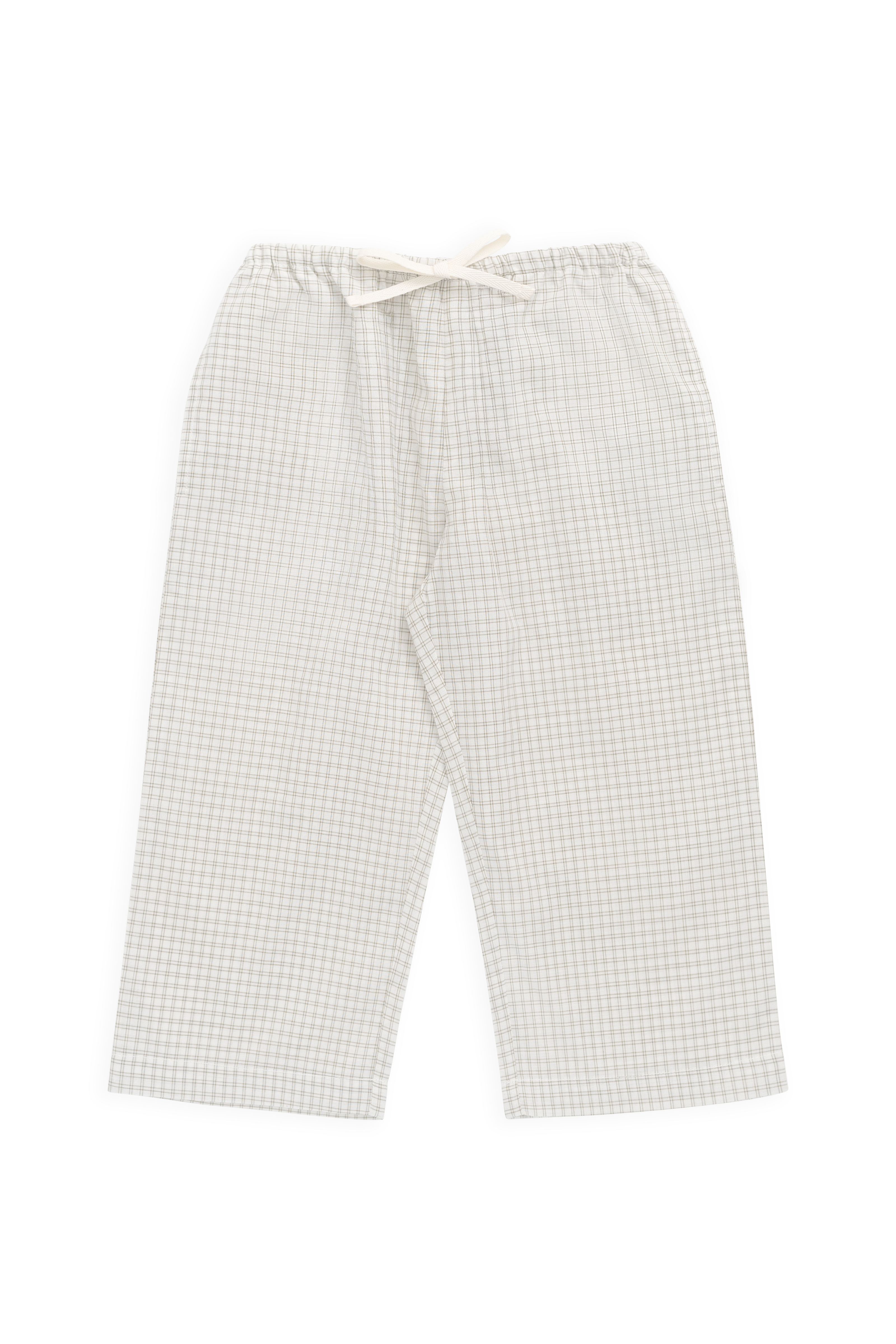 Pantalon à carreaux double fenêtre en pécane décontracté en coton biologique avec lien décoratif à la taille pour enfants de 6 mois à 8 ans