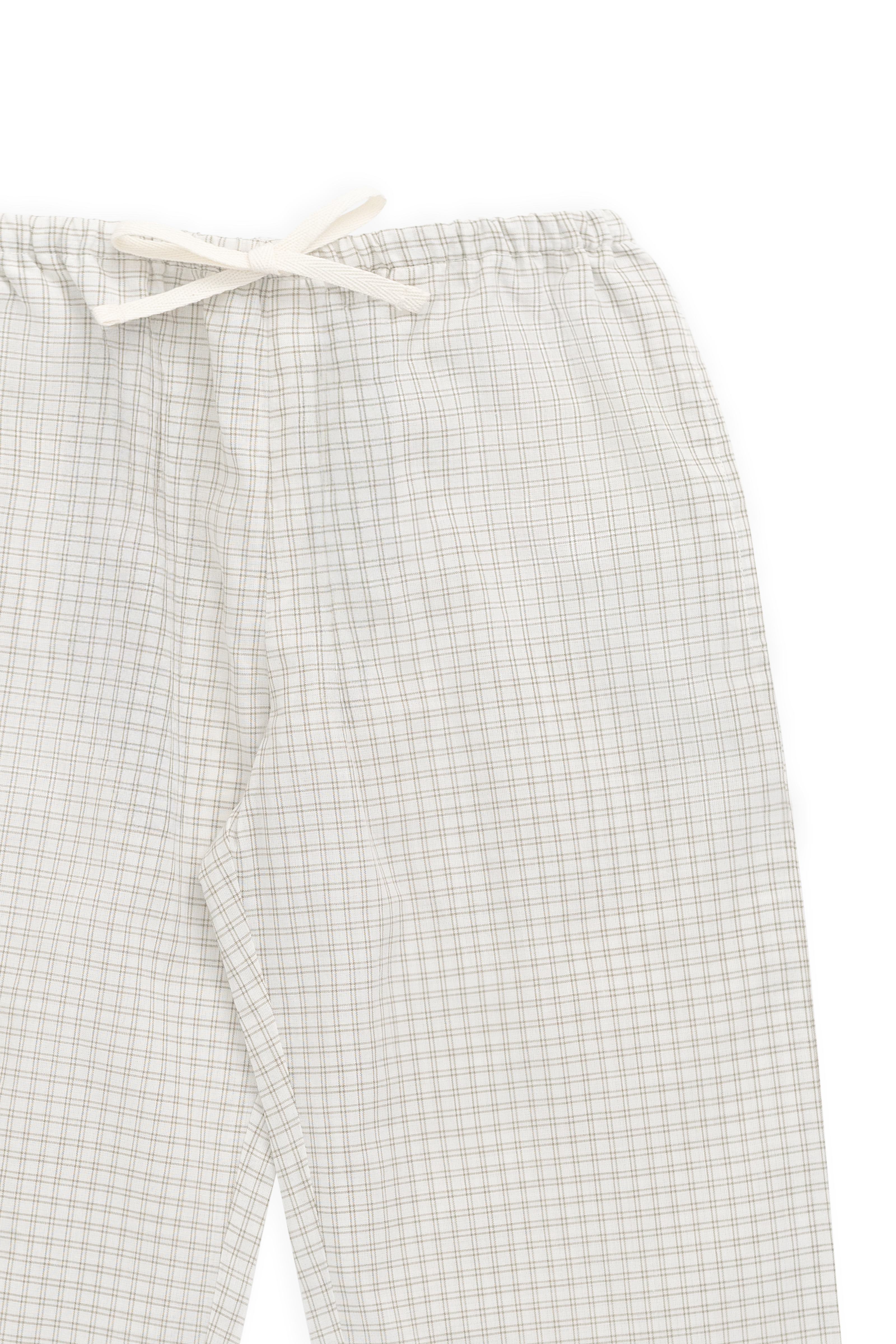 Pantalon à carreaux double fenêtre en pécane décontracté en coton biologique avec lien décoratif à la taille pour enfants de 6 mois à 8 ans