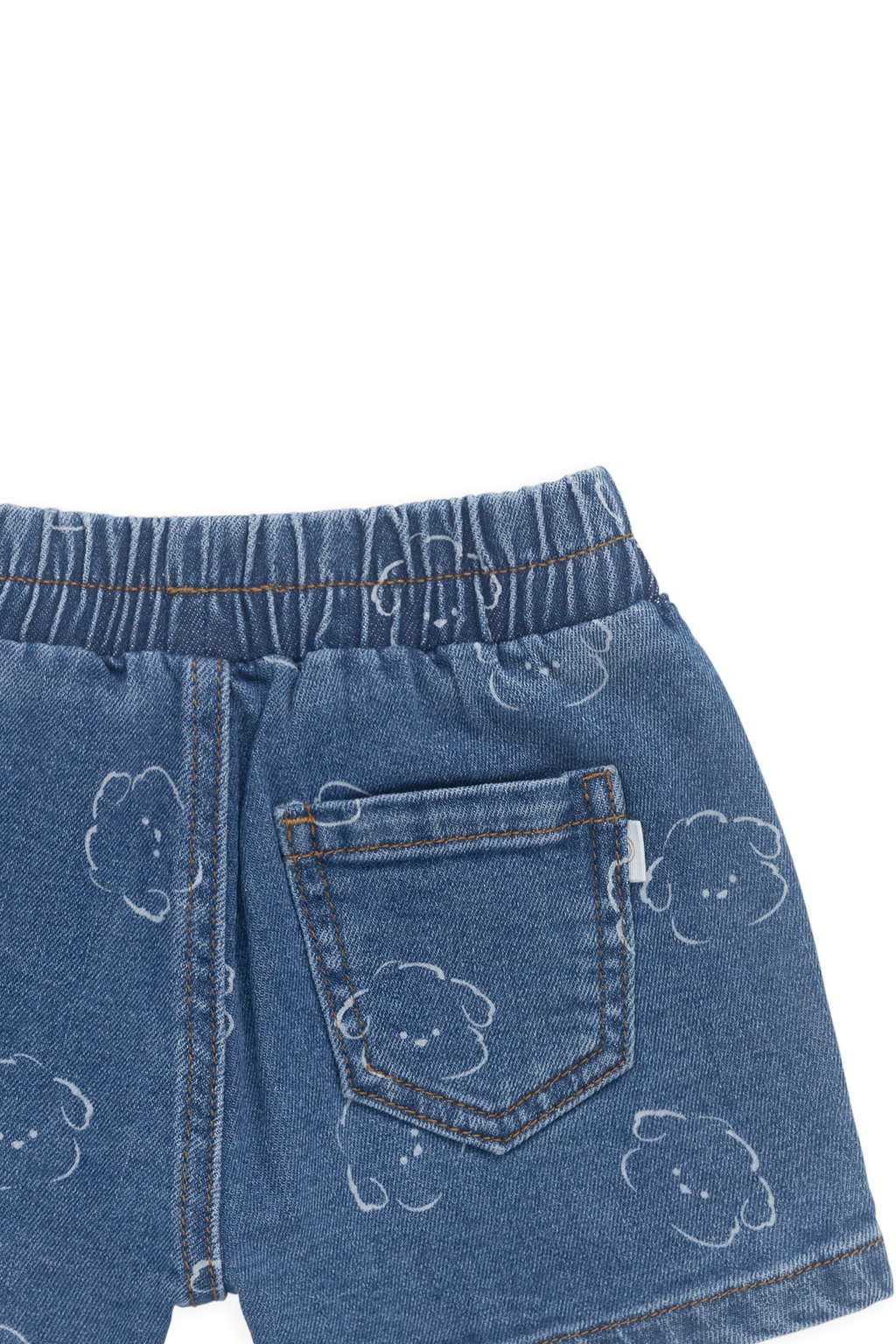Short décontracté en jean avec visage de chien en coton stretch, taille élastique et poches fonctionnelles pour enfants de 6 mois à 6 ans