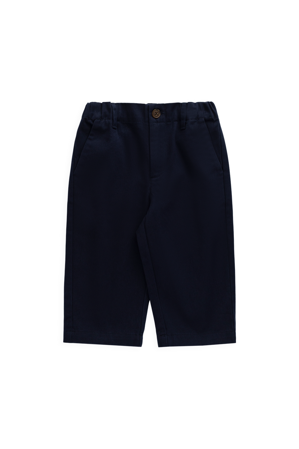Pantalon en coton uni bleu marine sur mesure avec taille élastiquée et poches fonctionnelles pour enfants de 6 mois à 8 ans