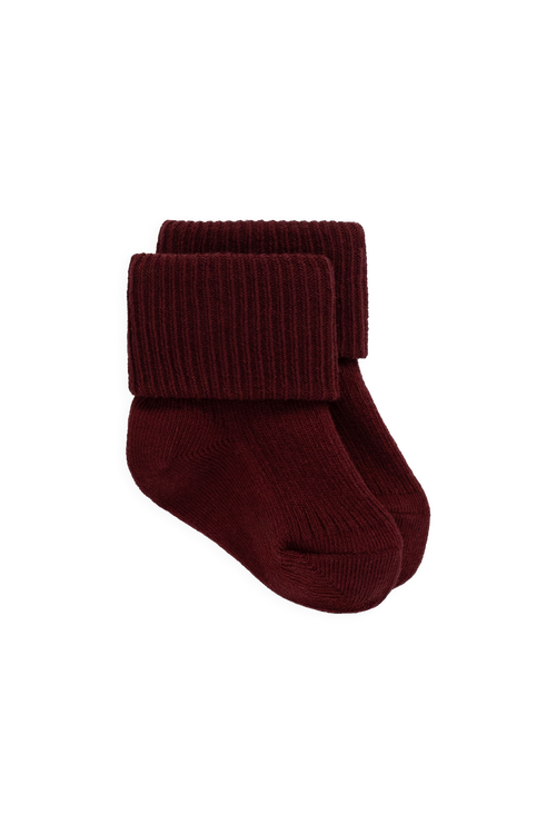 Chaussettes classiques en mélange de coton côtelé bordeaux, extensibles et sans nickel pour les nouveau-nés jusqu'à 8 ans