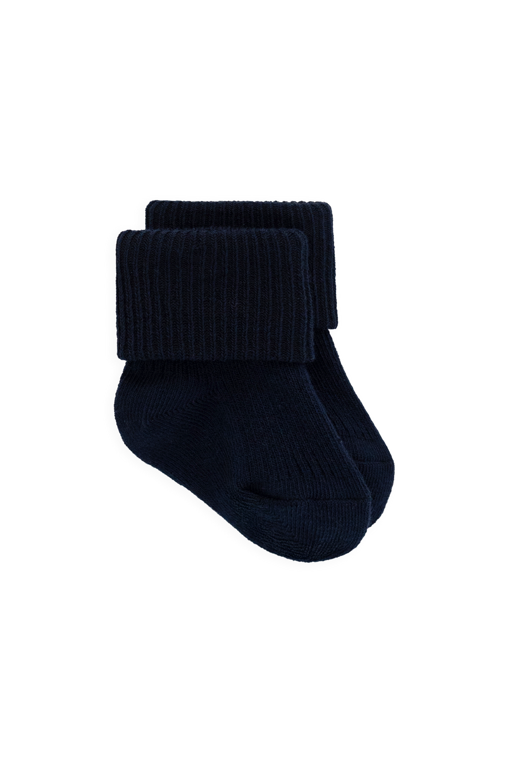 Chaussettes classiques bleu marine côtelées en mélange de coton avec légère élasticité et finition douce, de la naissance à 8 ans.