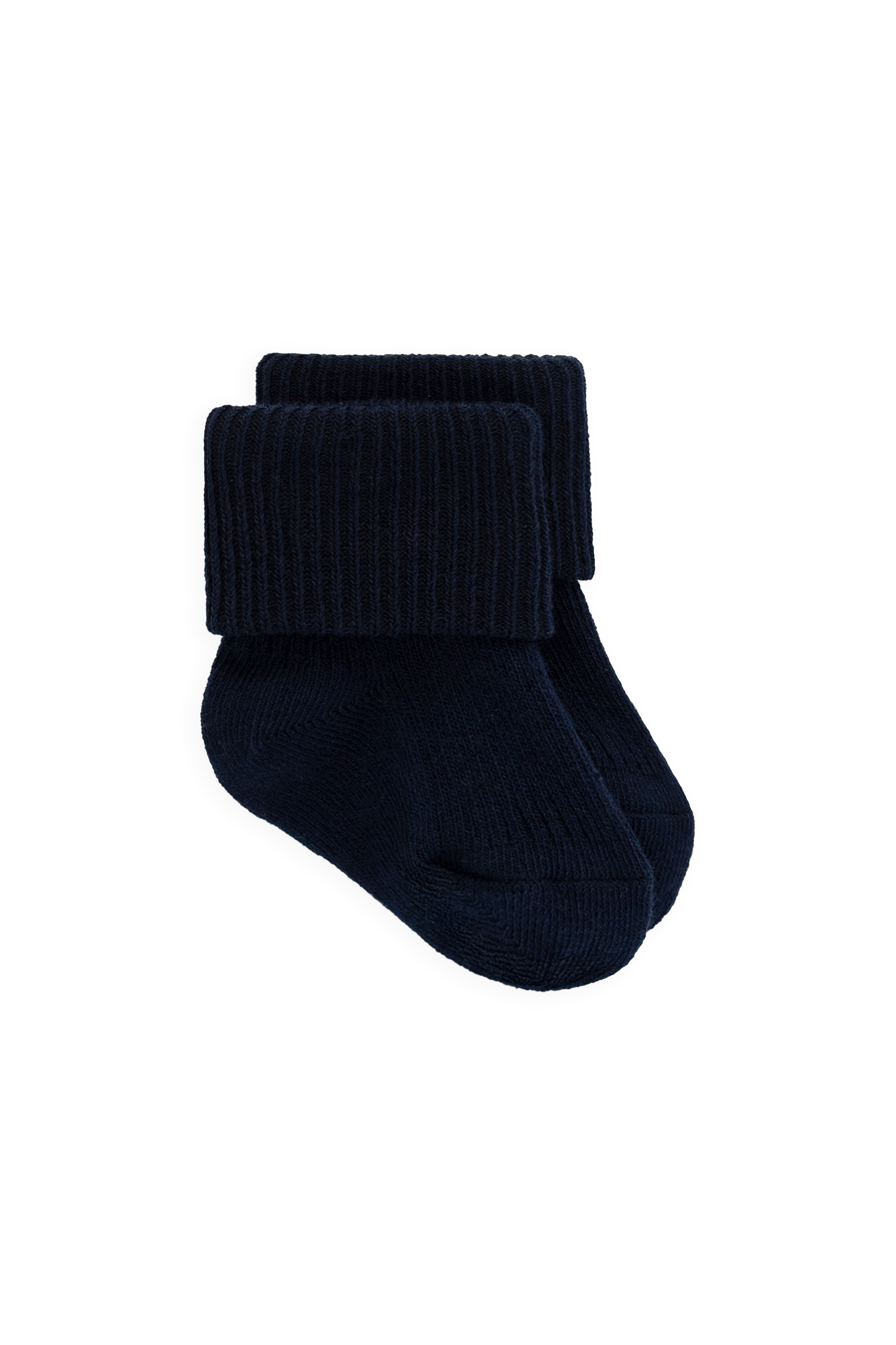 Chaussettes classiques bleu marine côtelées en mélange de coton avec légère élasticité et finition douce, de la naissance à 8 ans.