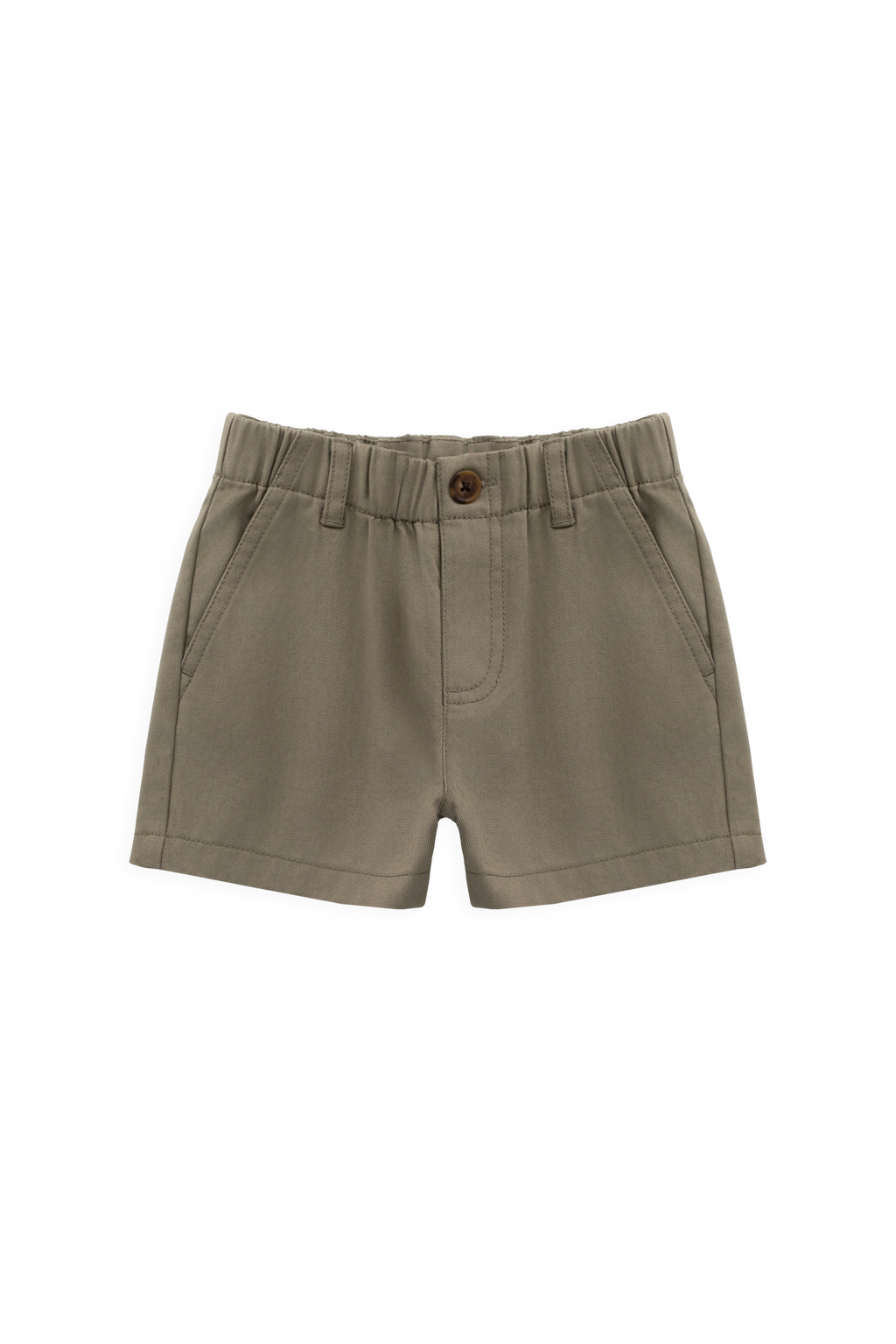 Short décontracté en coton uni aux tons naturels avec taille élastique et poches fonctionnelles pour enfants de 6 mois à 8 ans