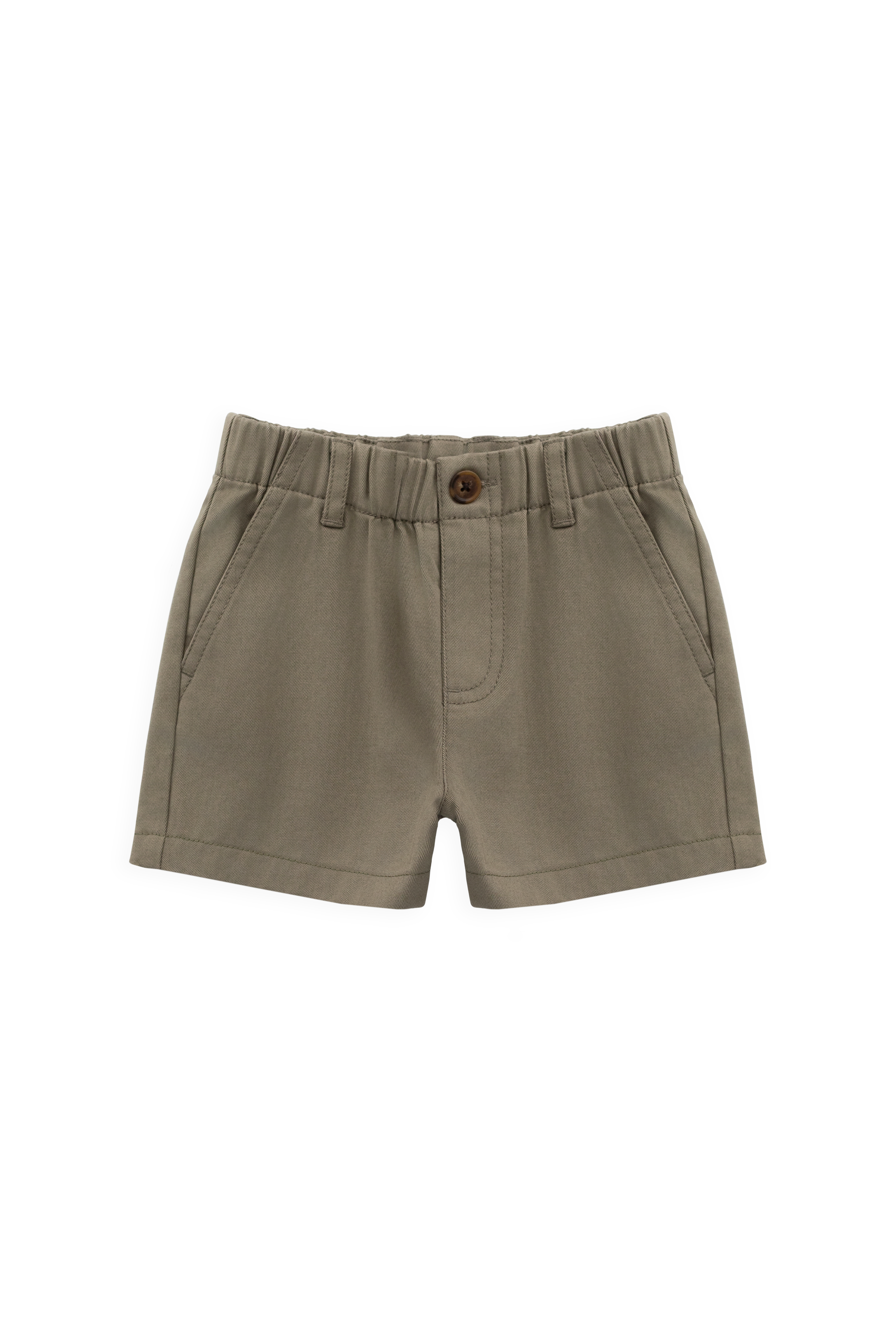 Short décontracté en coton uni aux tons naturels avec taille élastique et poches fonctionnelles pour enfants de 6 mois à 8 ans
