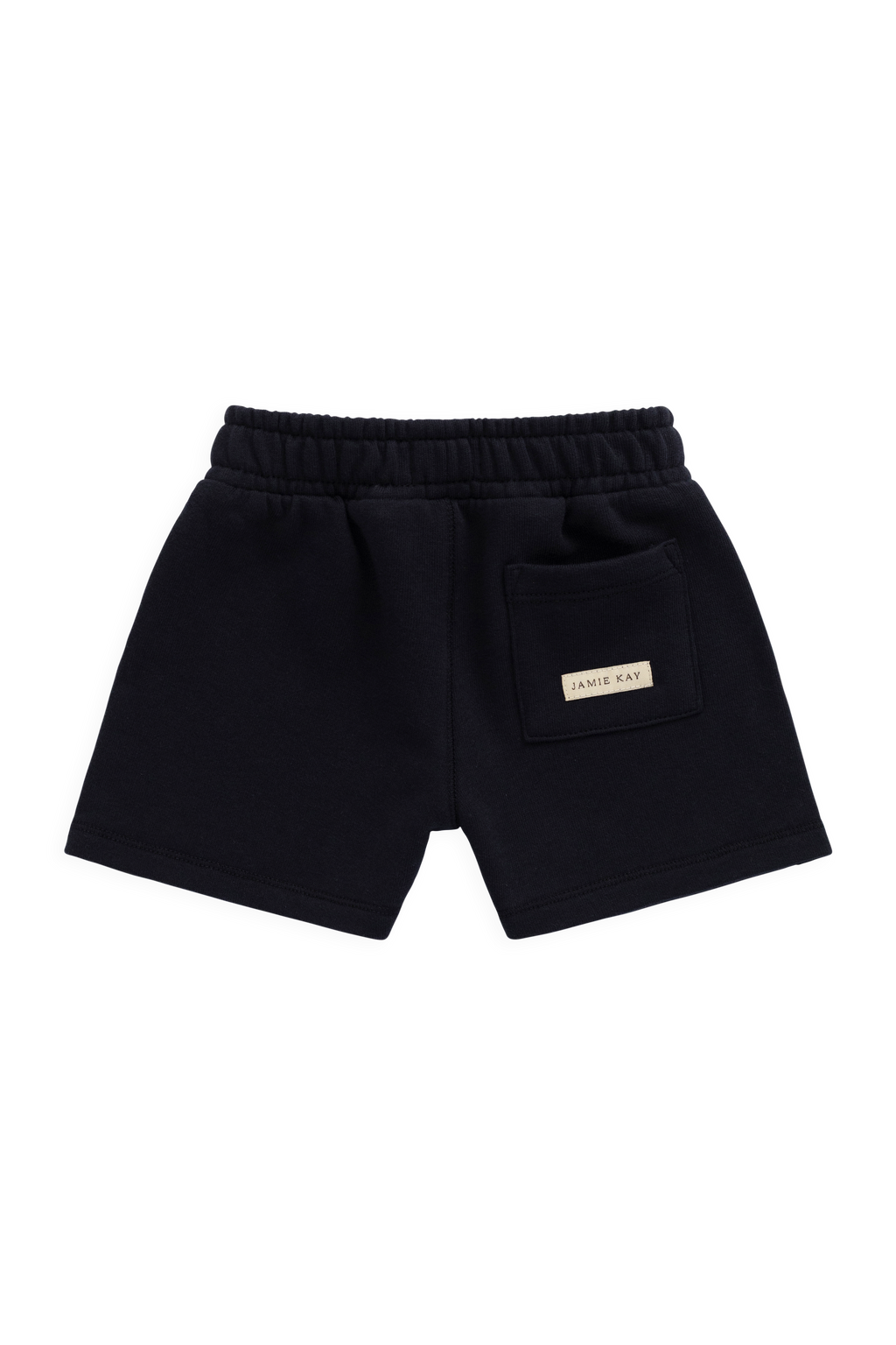 Short ample bleu marine en coton biologique avec taille élastiquée et cordon de serrage avec nœud pour enfants de 6 mois à 8 ans