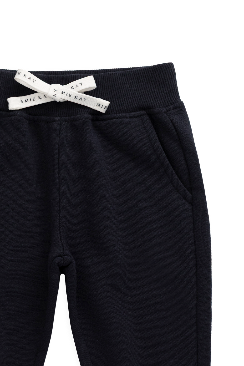 Pantalon de survêtement en coton biologique uni bleu marine décontracté avec taille élastique et cordon de serrage pour enfants de 6 mois à 8 ans