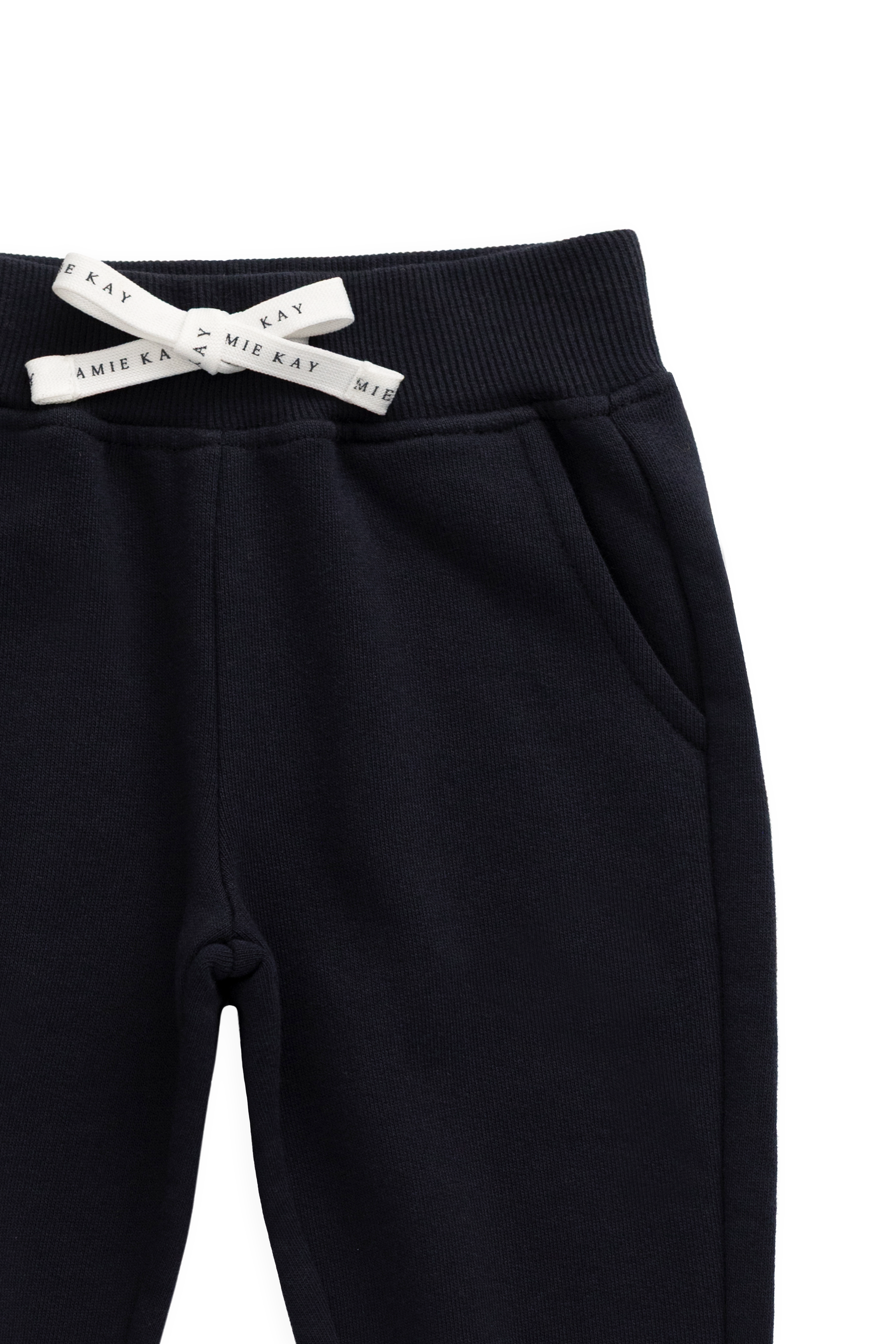 Pantalon de survêtement en coton biologique uni bleu marine décontracté avec taille élastique et cordon de serrage pour enfants de 6 mois à 8 ans