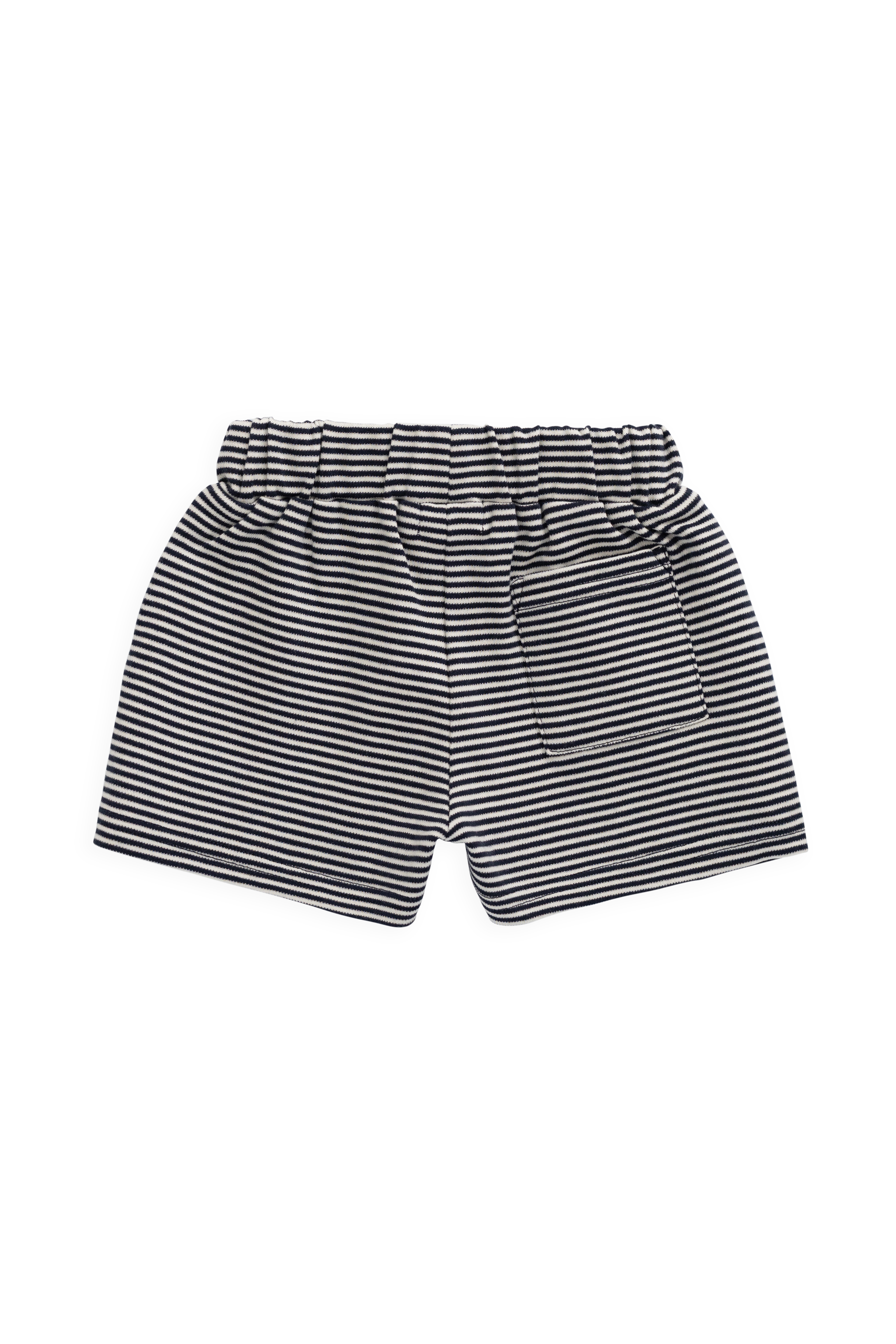 Short décontracté en coton Pima rayé nuage et marine avec taille élastiquée pour bébés et enfants de 0 à 8 ans