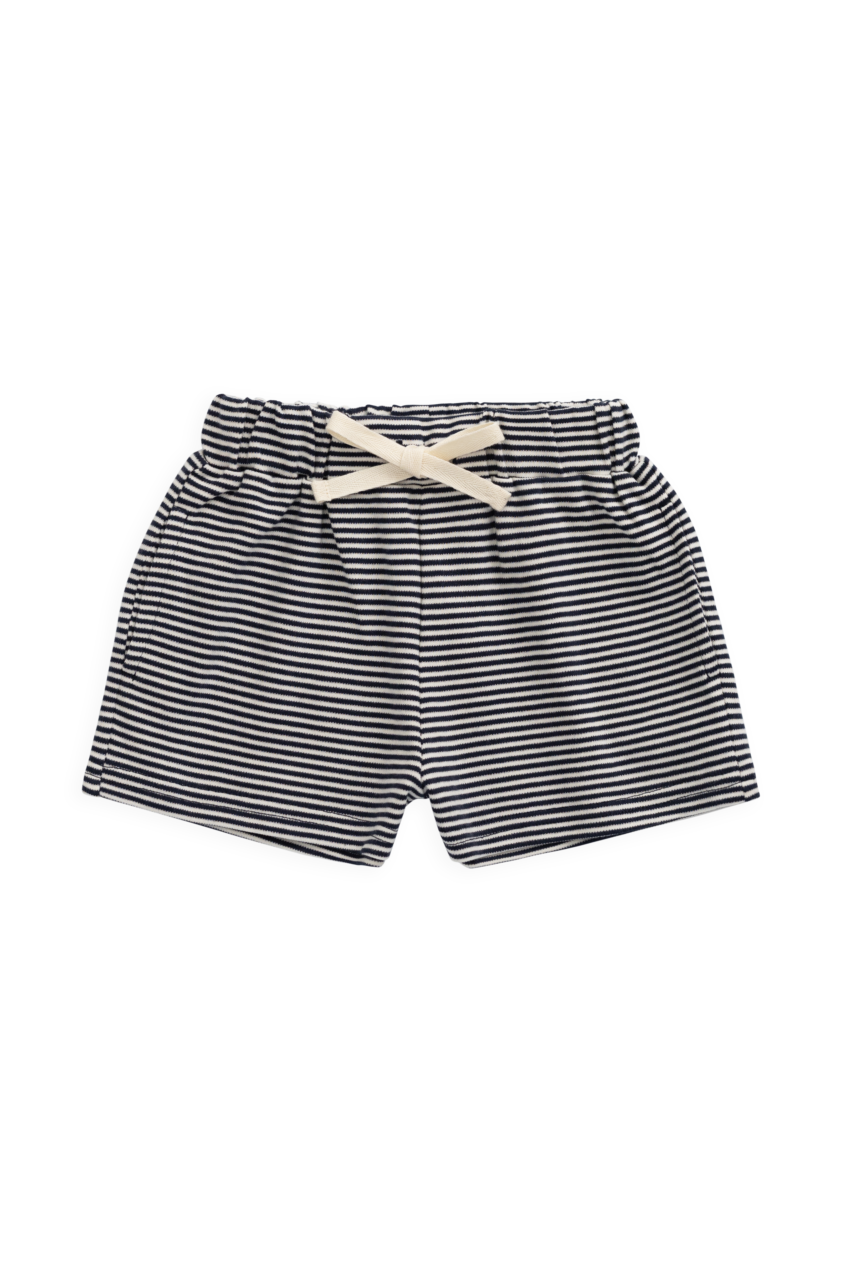 Short décontracté en coton Pima rayé nuage et marine avec taille élastiquée pour bébés et enfants de 0 à 8 ans