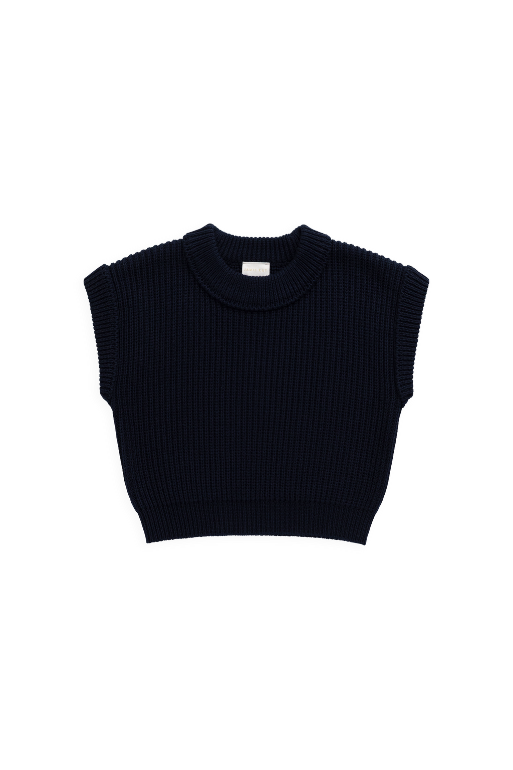 Gilet en Coton Tricoté Côtelé Bleu Marine Classique avec Manches Courtes et Coupe Courte pour Enfants de 6 Mois à 8 Ans
