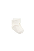 Chaussettes classiques en coton mélangé blanc côtelé avec élasticité douce et finition sans nickel pour nouveau-nés et enfants jusqu'à 8 ans