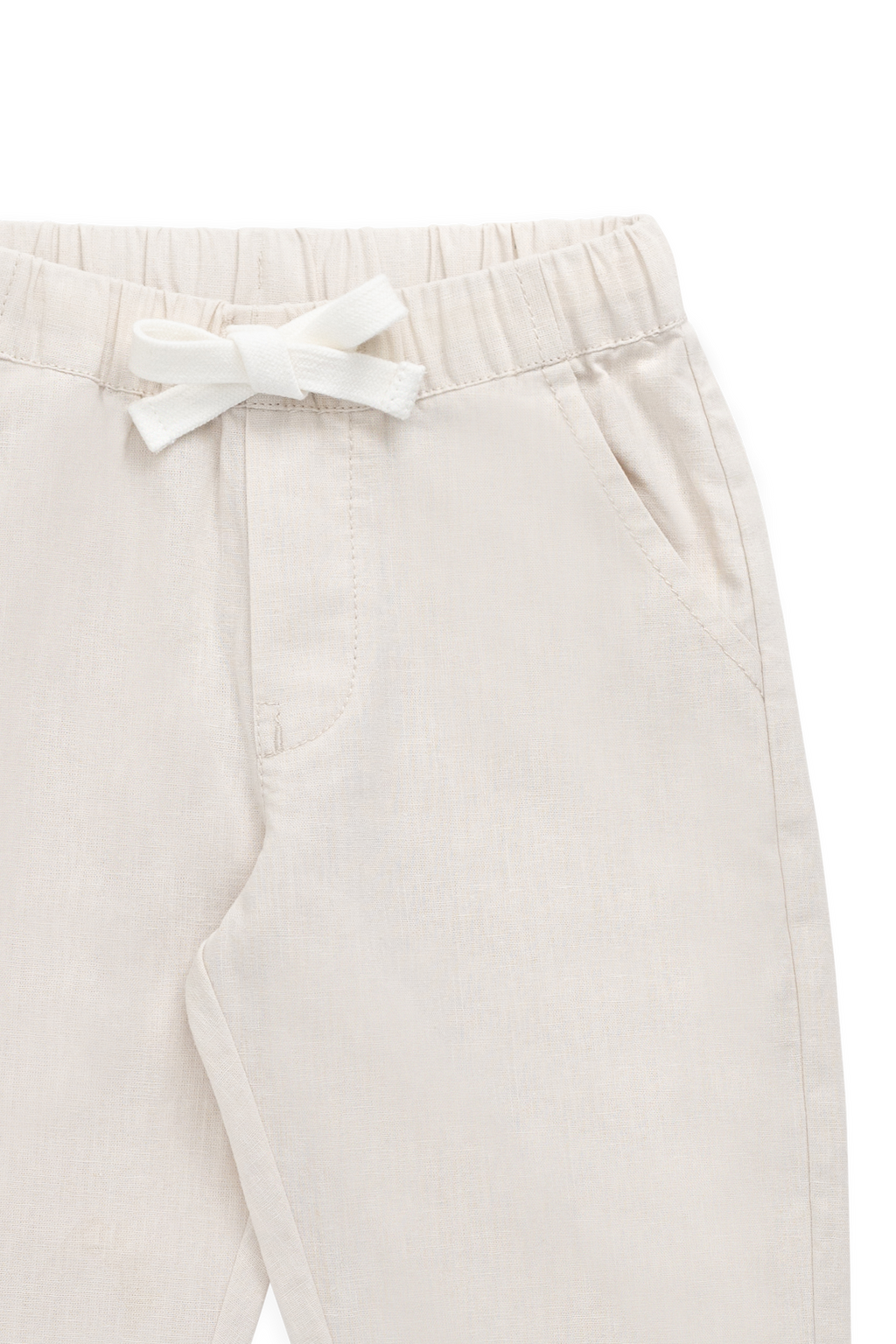 Pantalon droit décontracté en lin de coton naturel uni avec taille élastique pour enfants de 6 mois à 10 ans
