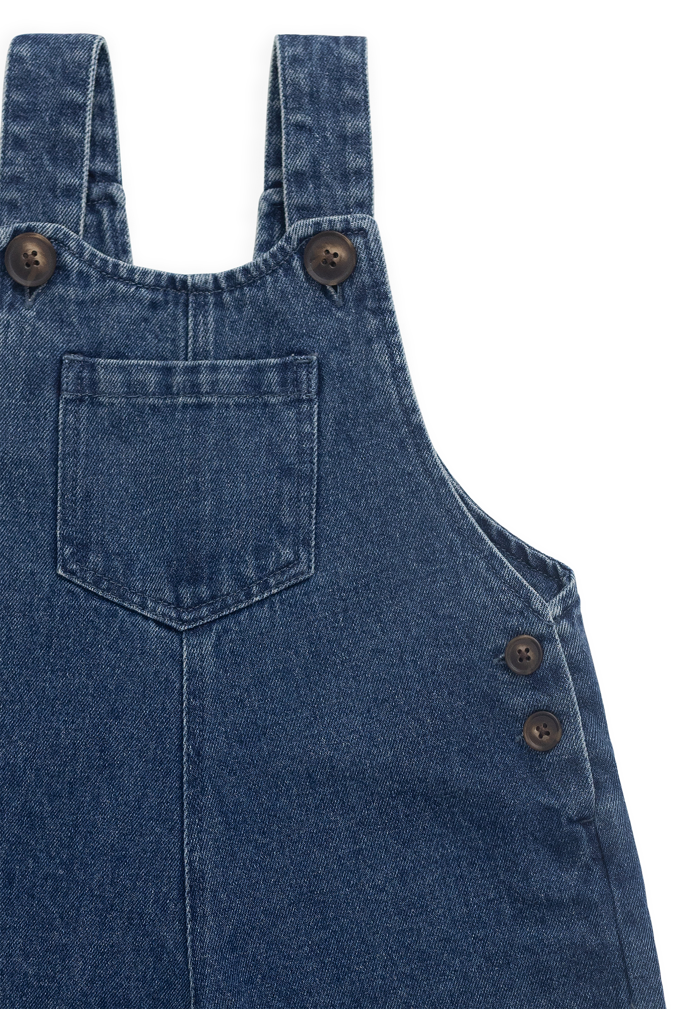Salopette classique en jean de coton uni indigo à jambes larges avec bavette et bretelles pour enfants de 6 mois à 10 ans