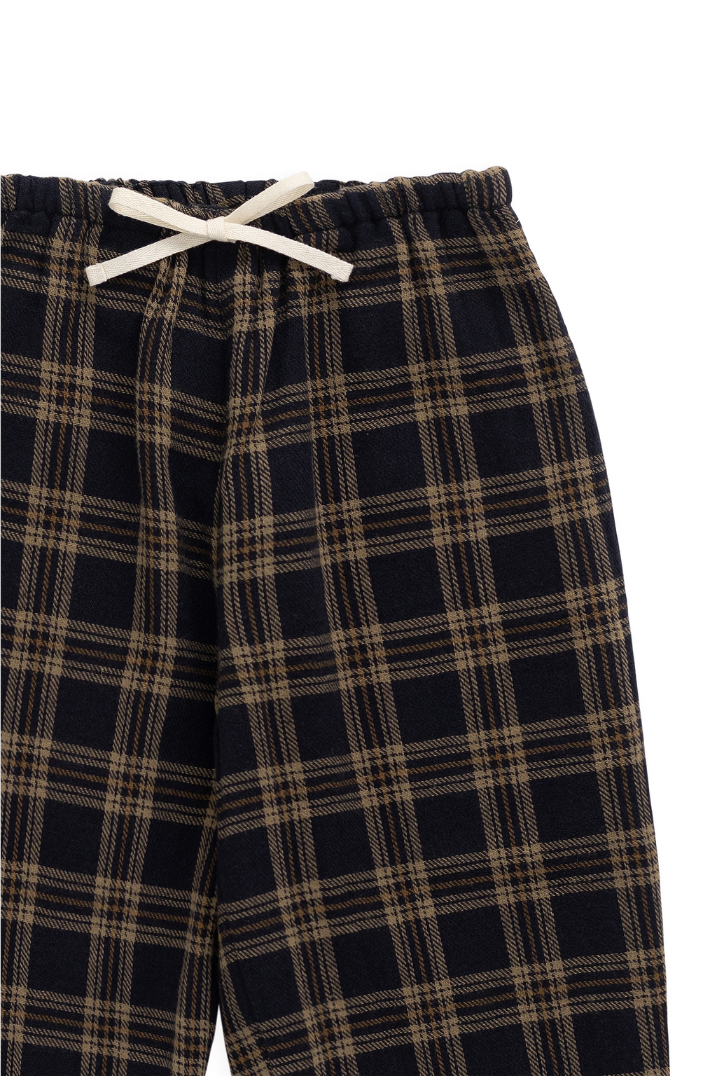Pantalon en coton biologique à carreaux "Woodland" décontracté et naturel avec nœud décoratif à la taille pour enfants de 6 mois à 8 ans
