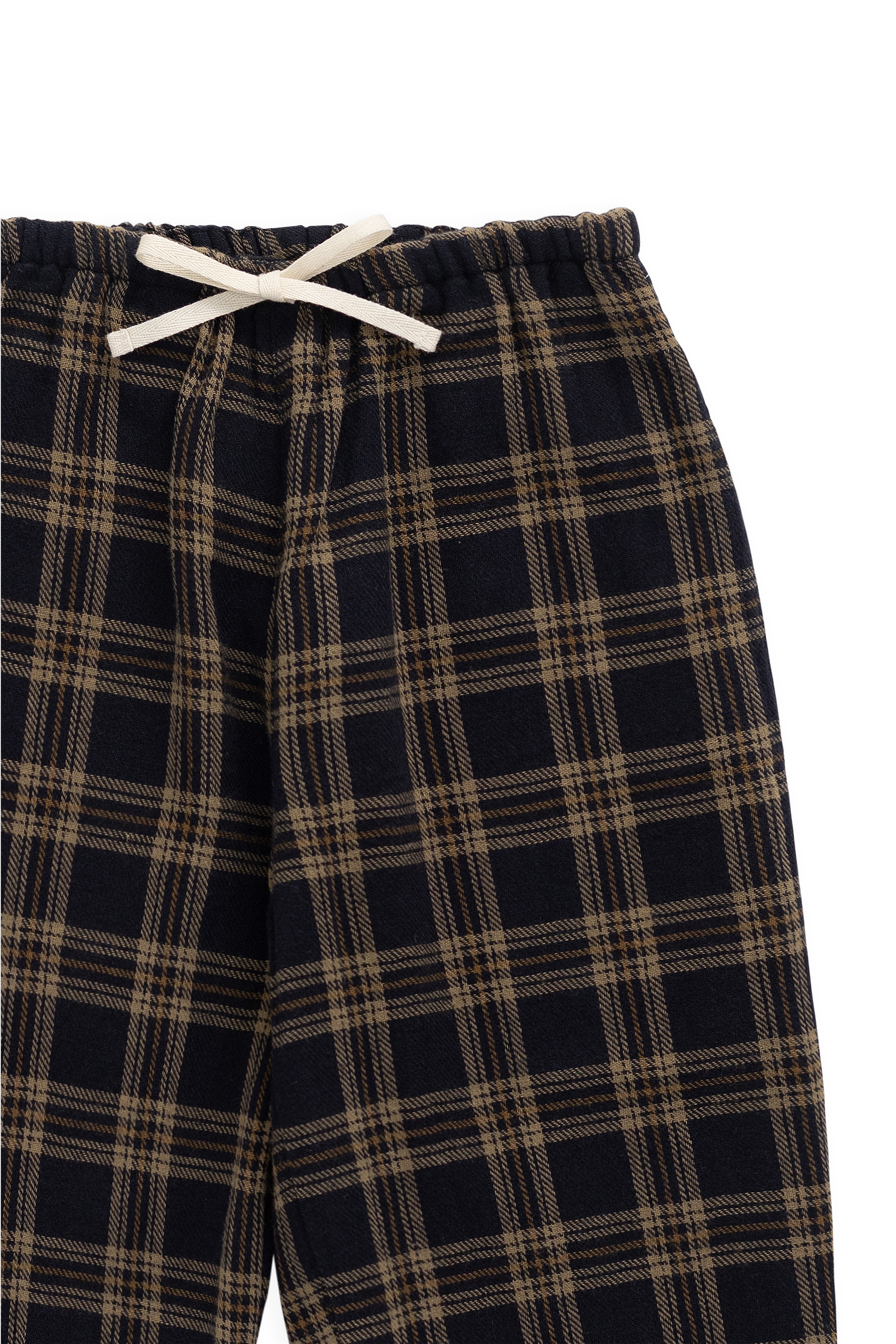 Pantalon en coton biologique à carreaux "Woodland" décontracté et naturel avec nœud décoratif à la taille pour enfants de 6 mois à 8 ans
