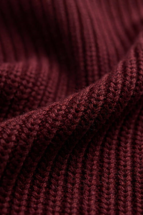 Veste en tricot de coton texturé classique, couleur bordeaux, avec boutonnage et poches plaquées pour enfants de 6 mois à 8 ans